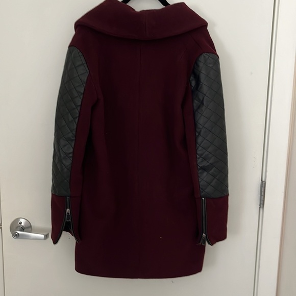 Burgundy Bershka Wool Blend Coat size S - Picture 5 of 7